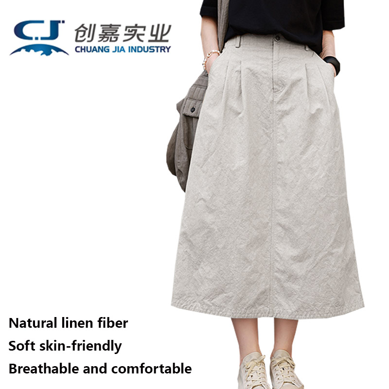 Outdoor Lighting Jersey - High-end Linen Spring Autumn Women's Skirt