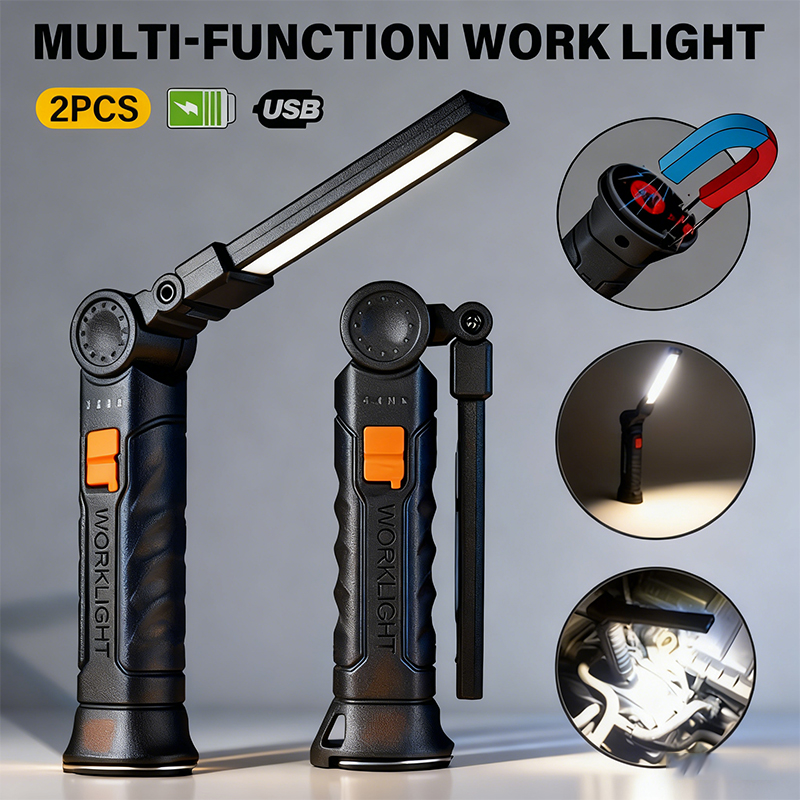 Zinc Outdoor Lighting - Portable COB LED Flashlight USB Rechargeable