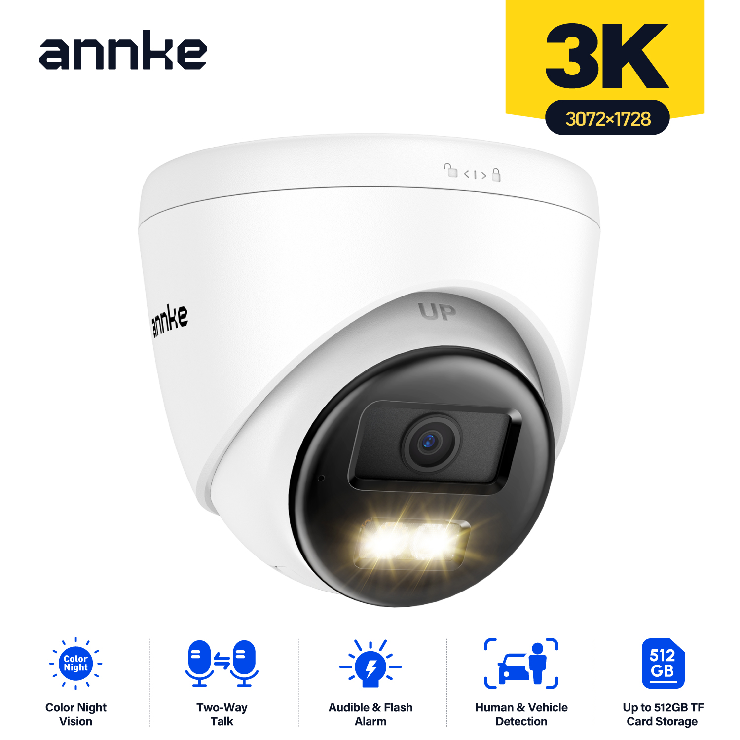 Outdoor Lighting No Electricity - ANNKE 3K PoE Security Camera 123°