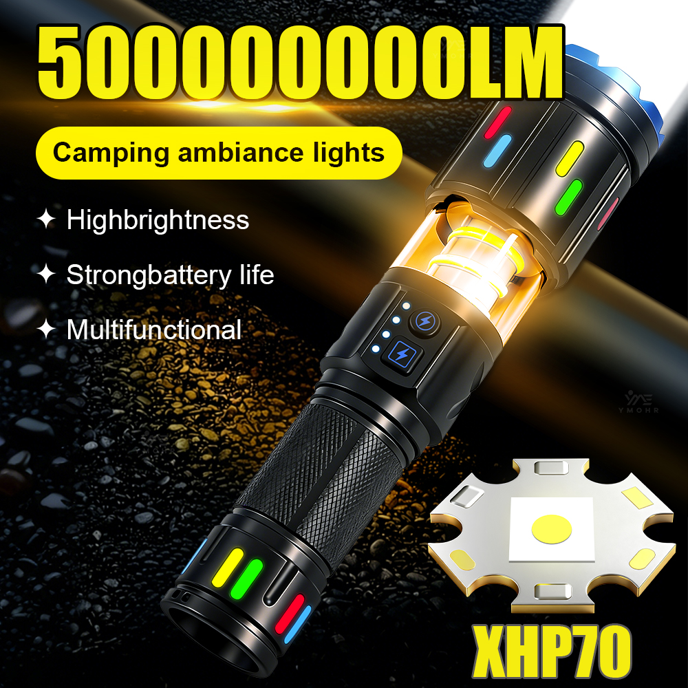 Zinc Outdoor Lighting - XHP70 High Power Camping Flashlights Portable