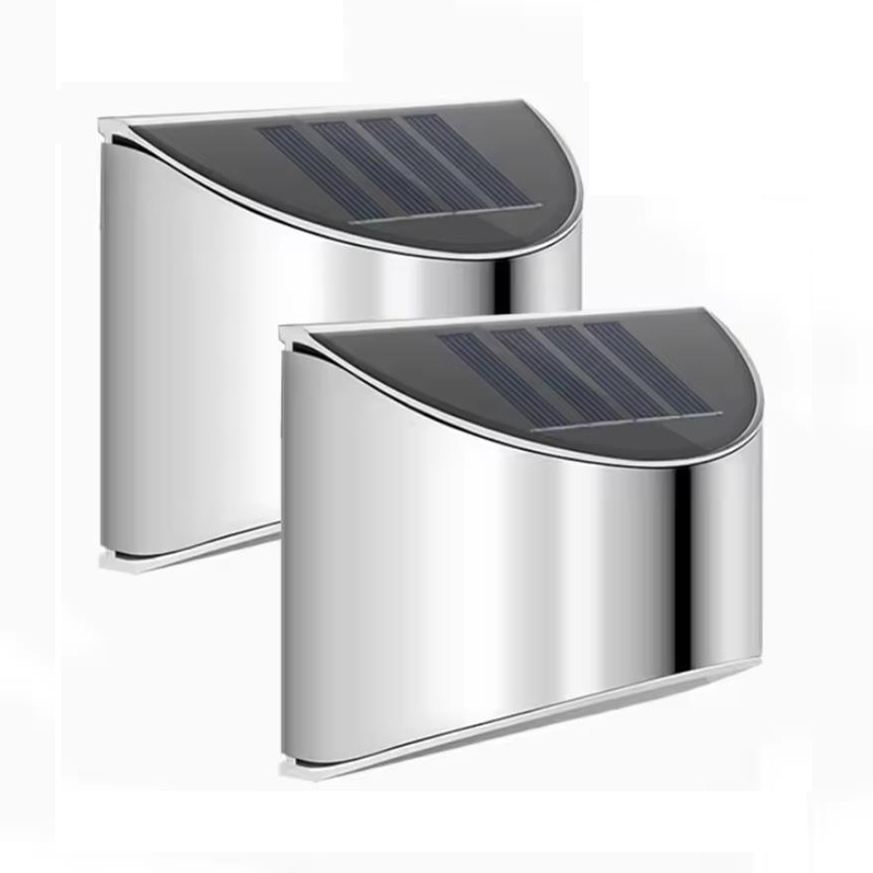 Solar Wall Sconce - 2Pcs Solar Garden Light Stainless Steel