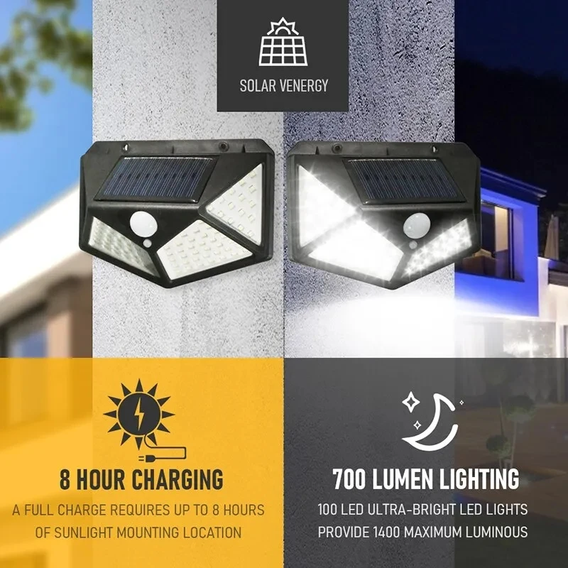 Solar Wall Sconce - 100Led Multifunctional Solar Lamp Outdoor Garden