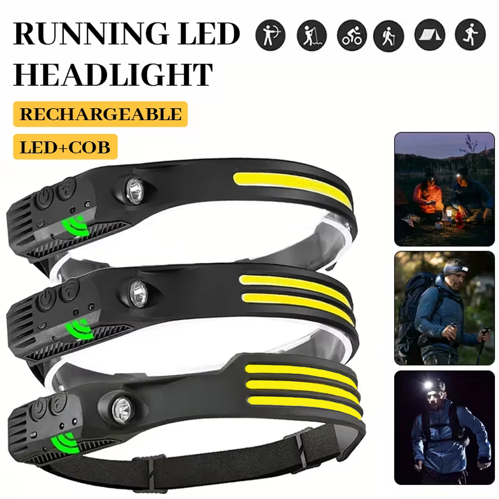 Outdoor Lighting Bollards - COB LED Induction Headlamp USB Rechargeable