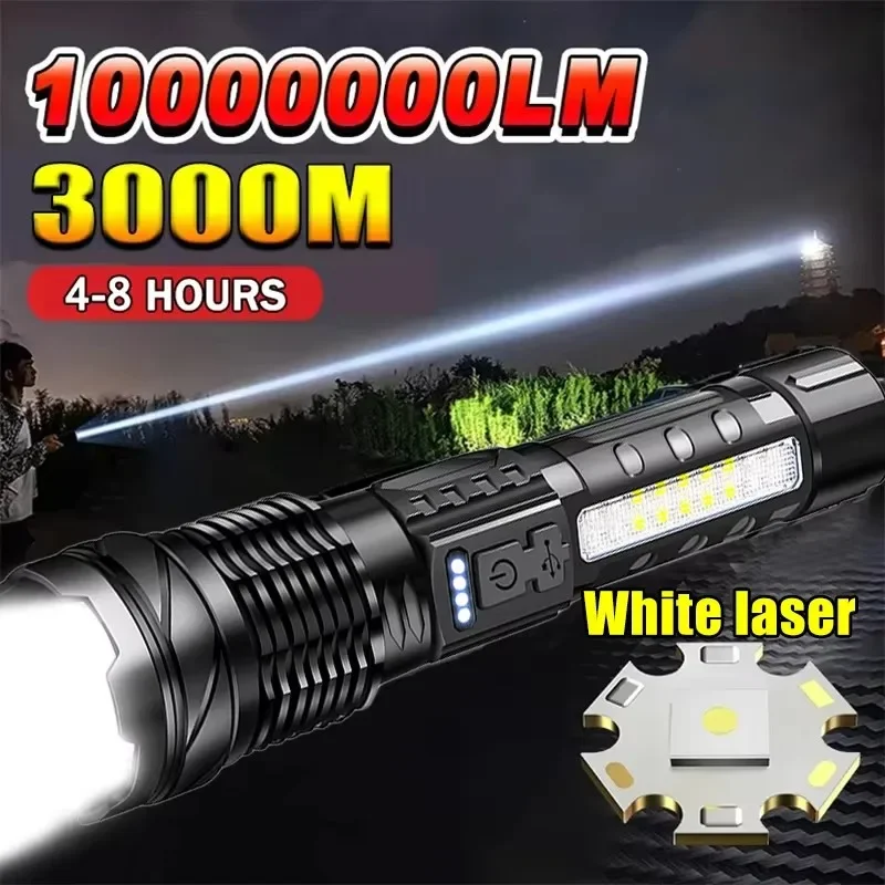 Zinc Outdoor Lighting - Powerful LED Flashlight Battery Display USB