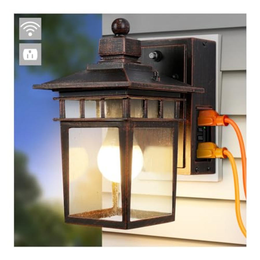Outdoor Light with GFCI Outlet - Solar Wall Sconce recension och pris