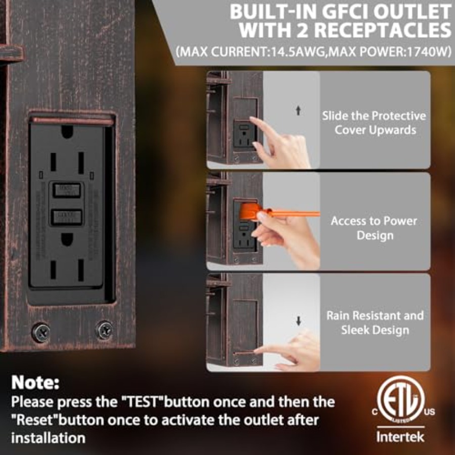 Outdoor Light with GFCI Outlet - Solar Wall Sconce recension och pris