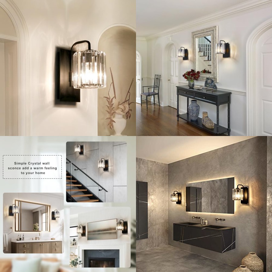 Crystal Wall Sconces, Black Sc - Solar Wall Sconce recension och pris