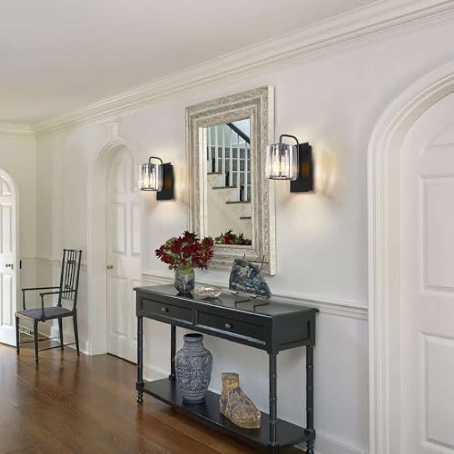 Crystal Wall Sconces, Black Sc - Solar Wall Sconce recension och pris