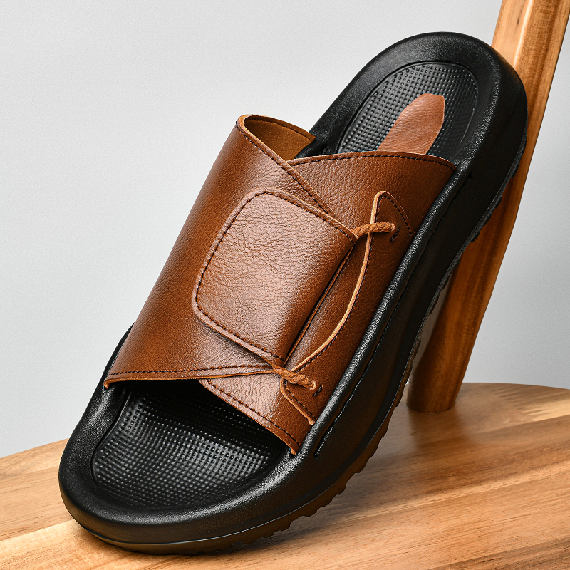 Leather Men's Slippers Slides  - Outdoor Lighting Design recension och pris