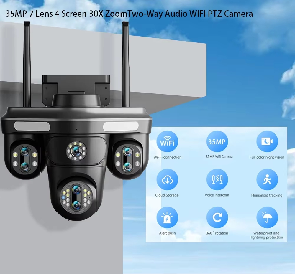 35MP Multi-Lens PTZ IP Camera  - Outdoor Lighting No Electricity recension och pris