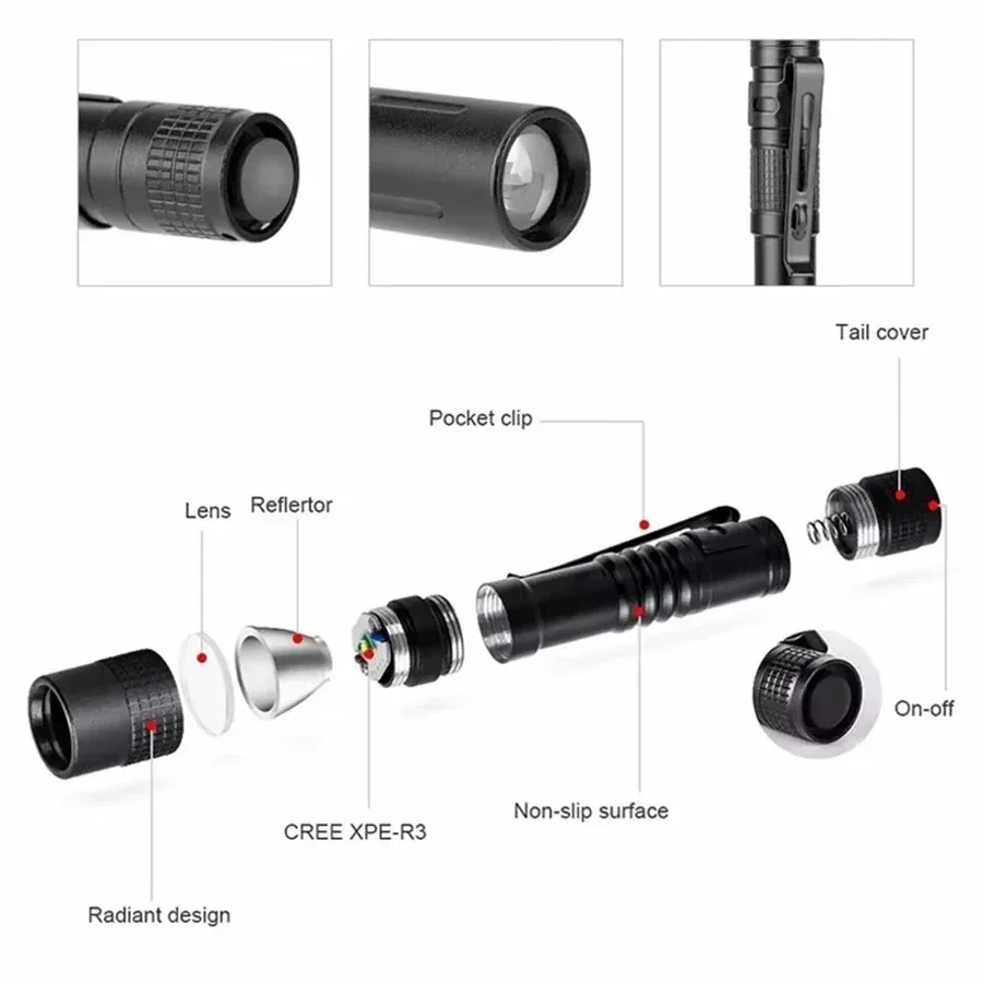 1-4PCS Mini Portable LED Pen L - Zinc Outdoor Lighting recension och pris