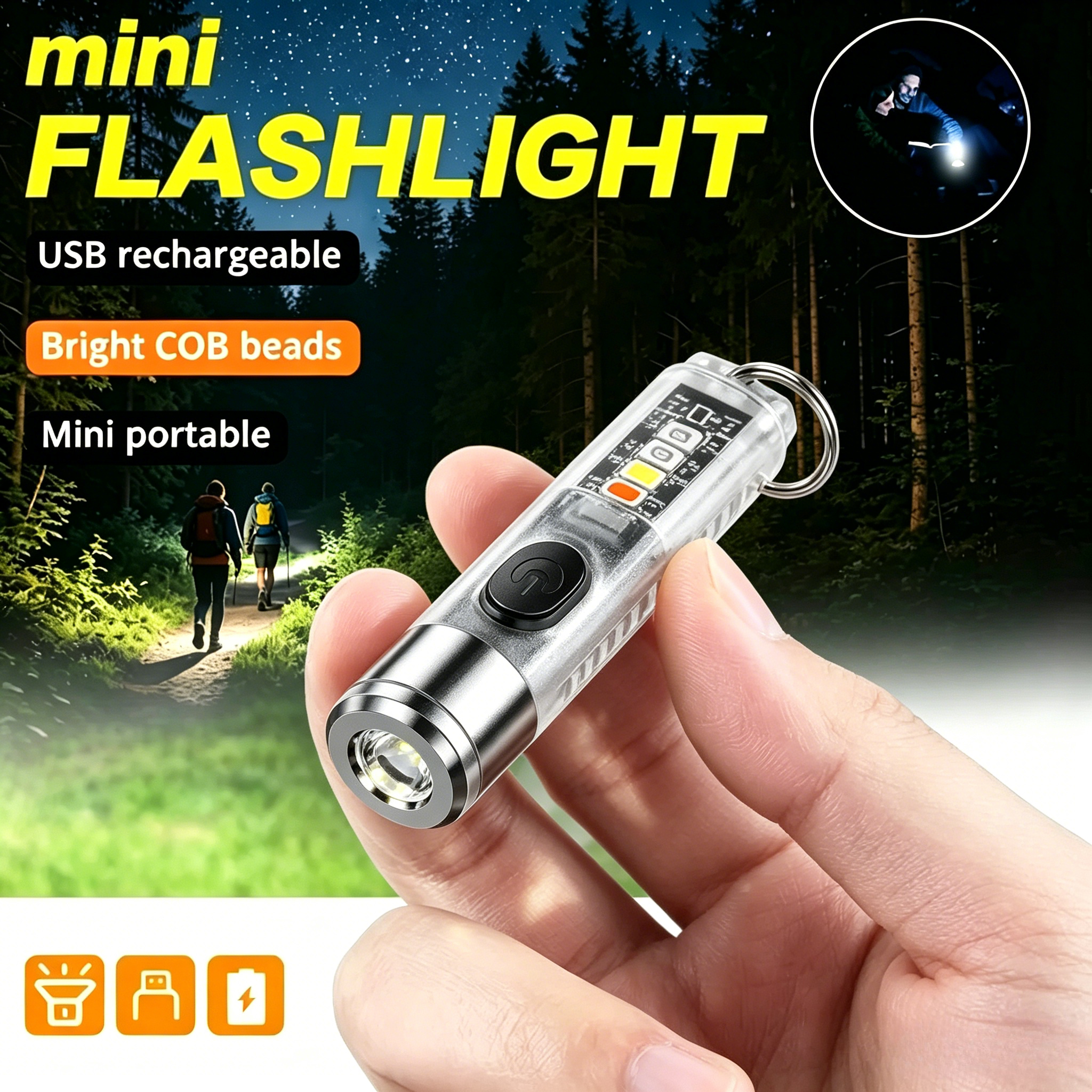 Mini Keychain Flashlight USB R - Outdoor Lighting Bollards recension och pris