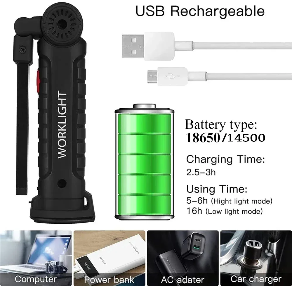 LED COB Flashlight USB Recharg - Zinc Outdoor Lighting recension och pris