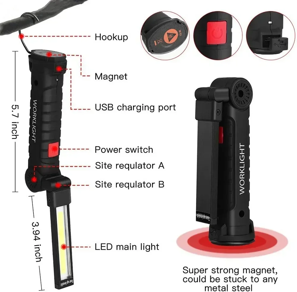 LED COB Flashlight USB Recharg - Zinc Outdoor Lighting recension och pris