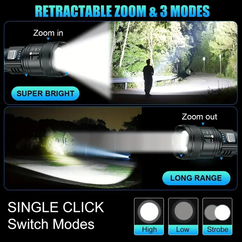 Tactical LED Flashlight 2000LM - Zinc Outdoor Lighting recension och pris