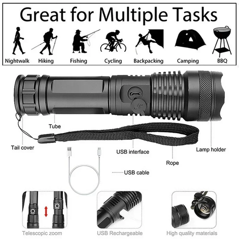 High Power XHP70 Led Flashligh - Zinc Outdoor Lighting recension och pris